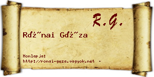 Rónai Géza névjegykártya