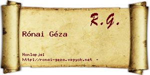Rónai Géza névjegykártya